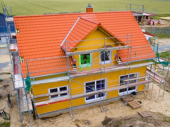 Luftaufnahme vom Haus mit Dach um kosten zu senken. Luftaufnahme vom Kanada Haus mit Dach
